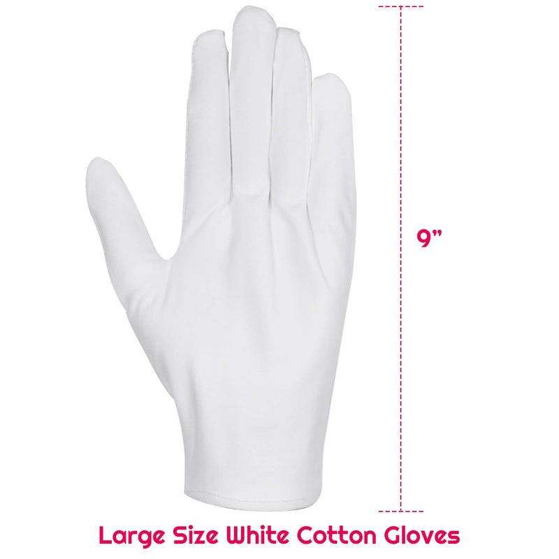 anezus 6 Pairs White Cotton Gloves for Dry Hands Eczema SPA Moisturizing, Work Glove Liners for Serving Costume Inspection - Image 3